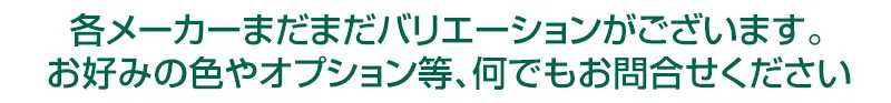 まだまだバリエーションがございます。お好きな色やオプションなど、何でもお問合せ下さい